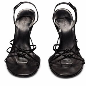 Dolce & Gabbana Black Strappy Knot Sandals Heels Ankle Strap 7.5